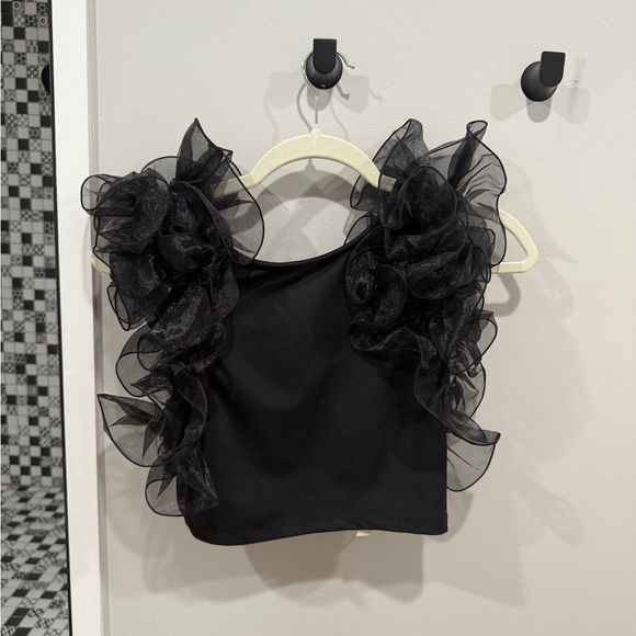 Free People Black Ruffle Tank Top - Picture 2 of 4